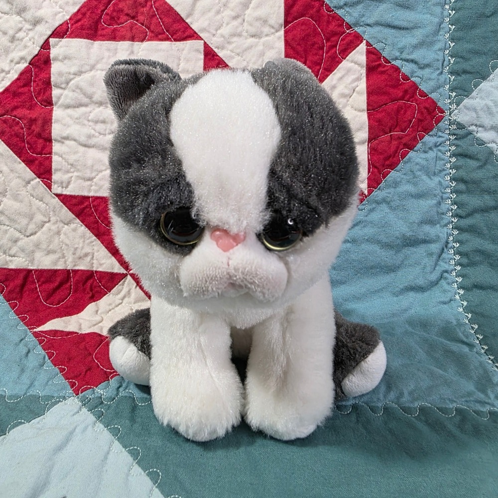 Ty Beanie Babies Yang Gray White Persian Cat‎ Plush Stuffed Animal 2017 VelveTy